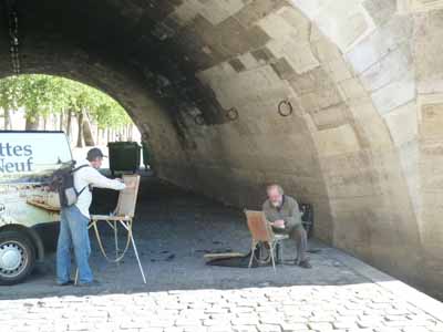 artistes sous le pont de Paris